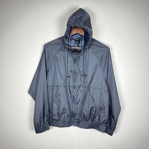 BCBG MAX AZRIA‎ Windbreaker Hoodie Jacket Womens Large Black Gray Lightweight L
